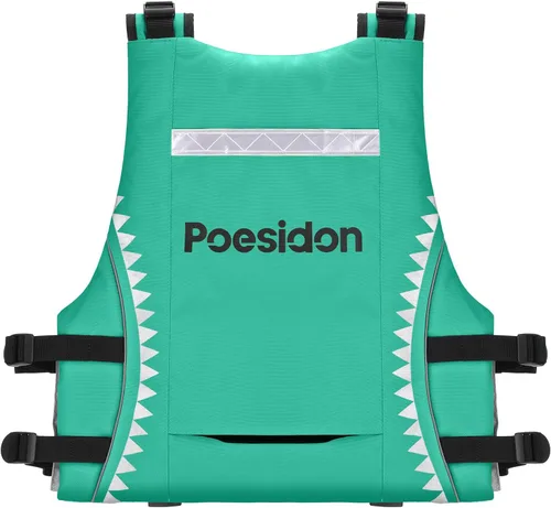 Vista 3 de Poseidon Chaleco salvavidas ajustable de seguridad acuática - Diseño clásico unisex con compartimentos de almacenamiento frontal/trasero