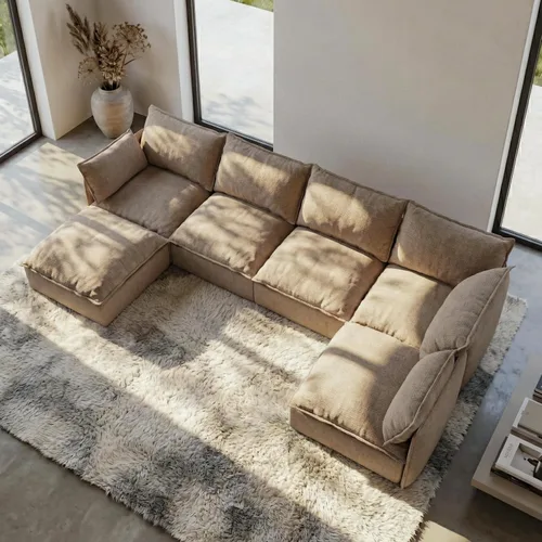 Vista 19 de Acanva Sofá modular modular para sala de estar, cómodo sofá convertible en nube, sofá de gran tamaño con otomana y fundas de felpilla lavables