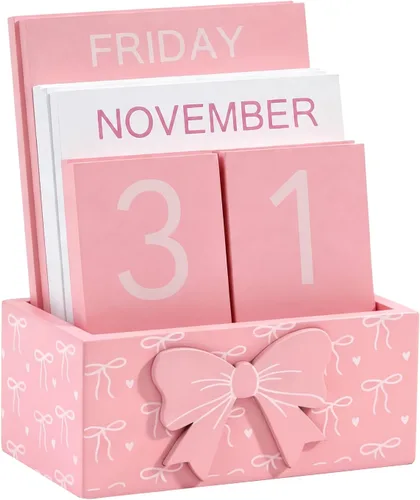 Vista 8 de Calendario perpetuo con bloques de madera, calendario para el hogar, día de San Valentín, regalo, decoración de oficina, escritorio, fecha, semana