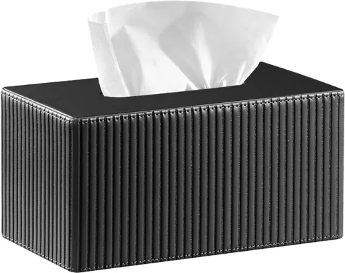 Vista 8 de Funda rectangular grande para caja de pañuelos con cinturón inferior, se adapta a 230 unidades Kleenex, moderno soporte dispensador de pañuelos