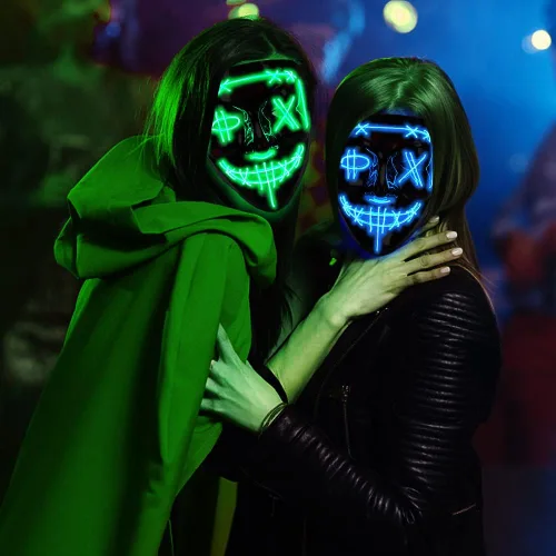 Vista 7 de GAOMON Máscara de Halloween con luz LED, máscara aterradora para festivales, cosplay, disfraces de Halloween, fiestas de máscaras, carnaval