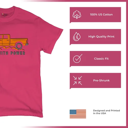 Vista 180 de Tee Hunt Camisetas gráficas y camisetas sin mangas para hombre Roll with Power Pickup Truck