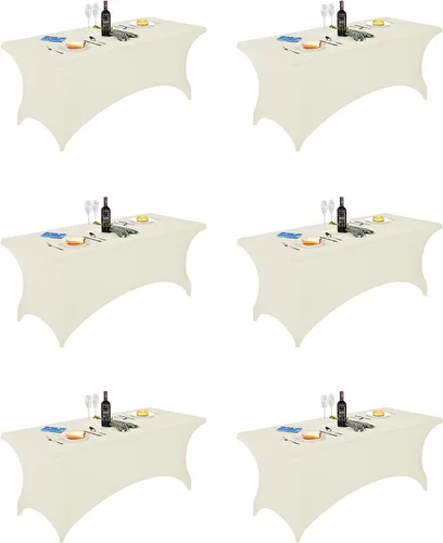 Vista 147 de FORLIFE - Funda de mesa de elastano, mantel ajustado de 4 pies para mesas rectangulares, funda elástica para patio, universal para bodas, banquetes