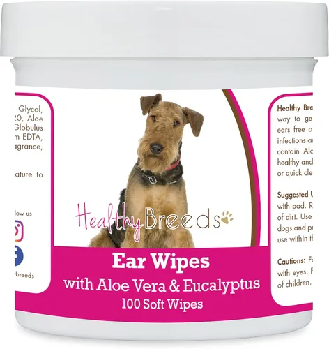 Vista 138 de Healthy Breeds Affenpinscher Toallitas de limpieza de oídos con aloe y eucalipto para perros, 100