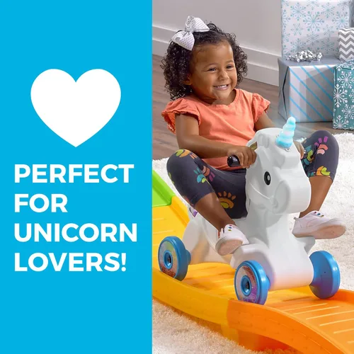 Vista 9 de Step2 Unicorn Up & Down Roller Coaster - Juguete de montaña rusa para niños, auto de empuje, juego para interiores y exteriores, hecho de plástico