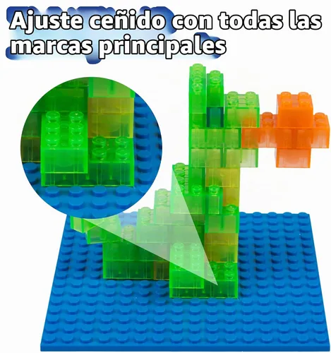 Vista 3 de Placas base para edificio de ladrillo, Placas base de 5 x 5 de color azul (10 piezas), Conectividad en ambos lados, ajuste firme para todas