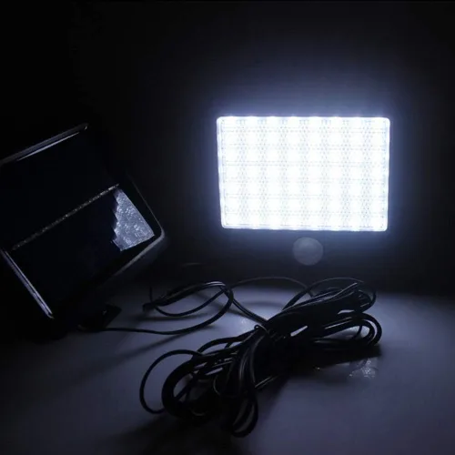 Vista 6 de Aolyty Luces solares con sensor de movimiento para exteriores e interiores con panel solar separado, diseño desmontable, 56 LED con control de luz