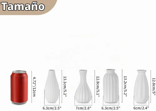 Vista 4 de Jarrón de cerámica blanca para decoración de mesa: jarrones pequeños de NUPTIO para flores, centro de mesa, decoración de mesa para Navidad, hogar