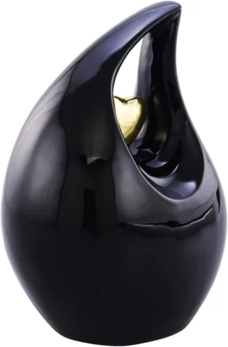 Vista 6 de Urna de cremación Heart of Love para cenizas humanas - Hermosa urna conmemorativa ERN para adultos - ERN decorativa para seres queridos - Urna Negro