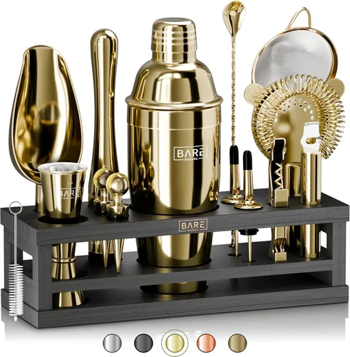 Vista 13 de BARE BARREL® Mixology Bartender Kit Bar Set Juego de coctelera de 16 piezas Herramientas de mezcla de Martini Barware para el hogar Incluye 35