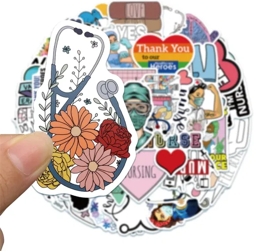 Vista 5 de Pegatinas para enfermeras, paquete de 50 unidades, pegatinas, lindas calcomanías de enfermería, regalos para enfermeras, mujeres, adultos, vinilo