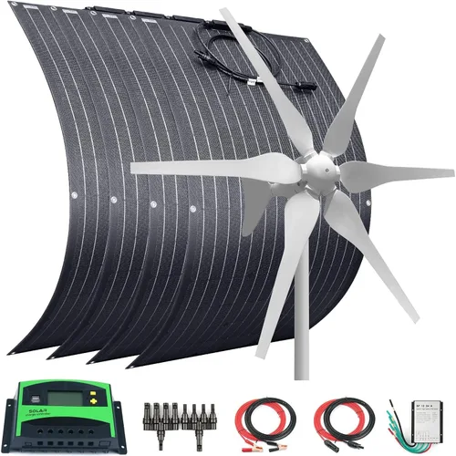 Vista 12 de Kit solar eólico de 500 W, sistema de 12 V fuera de la red: generador de turbina eólica de 400 W + 1 panel solar flexible ETFE de 100 W +