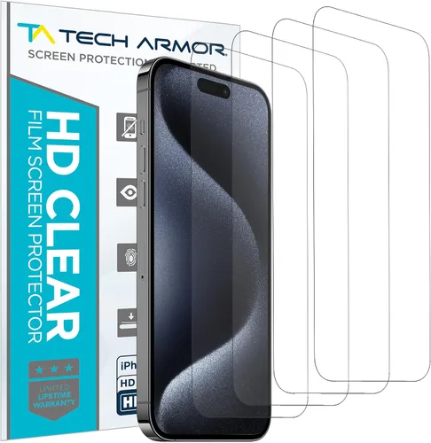 Vista 11 de Tech Armor Protector de pantalla para iPhone de 6.1 pulgadas, película transparente HD, máxima protección de pantalla, claridad cristalina, fácil