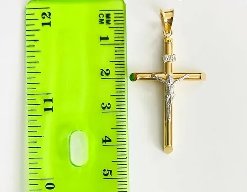 Vista 6 de Colgante de cruz de crucifijo religioso de oro de dos tonos de 14 quilates, 1.693 in x 0.787 in, Oro amarillo, No es relevante para este producto