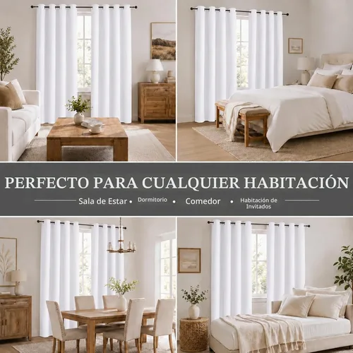 Vista 7 de Simplebrand Cortinas blancas puras de 96 pulgadas de largo para oscurecer la habitación, juego de 2 paneles para dormitorio/sala de estar, bloqueo