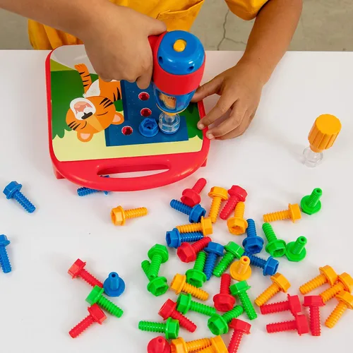 Vista 2 de Educational Insights Design & Drill ABCs & 123s - Juguetes de construcción y herramientas para niños pequeños, juego de herramientas para niños