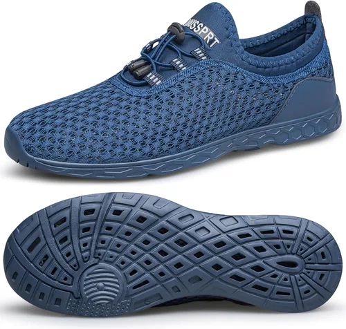 Vista 25 de DOUSSPRT Men's Water Shoes Quick Dry for Beach Swim Pool Fishing Negro (Allblack)