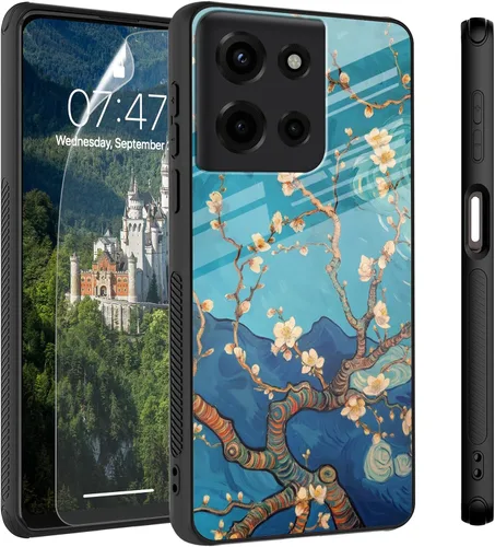Vista 92 de Funda para Motorola Moto Edge 2022, cubierta trasera de vidrio templado con protector de pantalla, funda protectora a prueba de golpes para Motorola