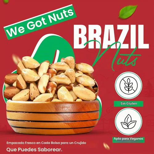 Vista 3 de Nueces de Brasil - 2 libras, sin cáscara, crudas, naturales, sin conservantes añadidos, sin PPO, 100% naturales We Got Nuts