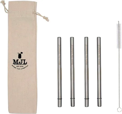 Vista 11 de Pajitas de metal de acero inoxidable de extremo redondeado medianas más seguras para tarros de pinta masón, tazas medianas o vasos de pinta