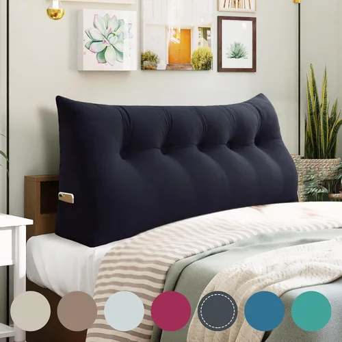 Vista 46 de Almohada de cuña doble gruesa de 8 libras para cabecero de dormitorio universitario, almohada de cuña de terciopelo con respaldo triangular