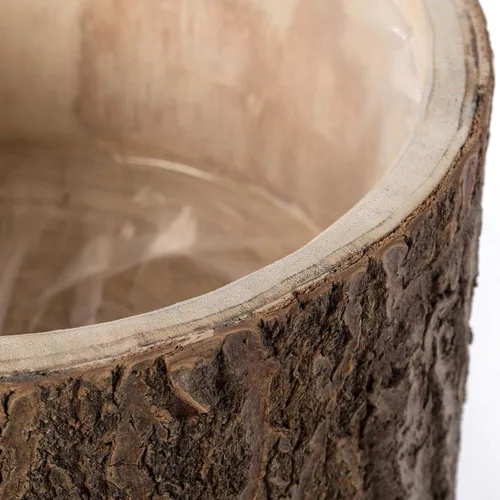 Vista 5 de Vintiquewise Tronco de madera con maceta de corteza con patas de rama de árbol pequeño