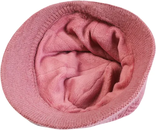 Vista 102 de C-US - Gorro de punto cálido para mujer, con visera de ganchillo con acento de flores