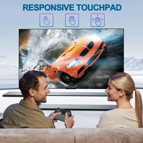 Vista 5 de EASYTONE Mini teclado inalámbrico retroiluminado con panel táctil y mouse combinado con batería recargable de iones de litio teclas multimedia