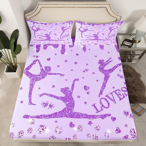 Vista 11 de Erosebridal Sábana bajera ajustable de gimnasia con bolsillo profundo para niñas y niños, tamaño individual, juego de ropa de cama deportiva