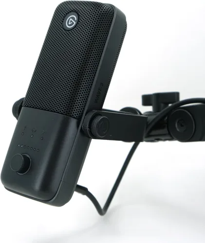 Vista 2 de Soporte de micrófono para Elgato Wave 3 – Adaptador de brazo de pluma con roscas de 3/8"-16, soporte en U de repuesto resistente, soporte impreso 3D