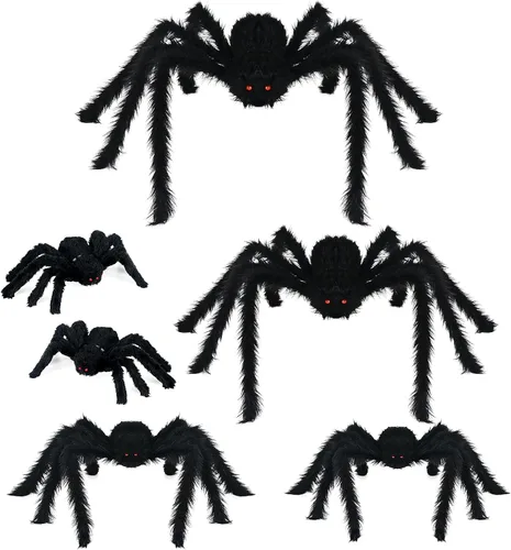 Vista 10 de Telarañas de 900 pies cuadrados para decoración de Halloween con 100 arañas falsas, telarañas súper elásticas para decoraciones de Halloween