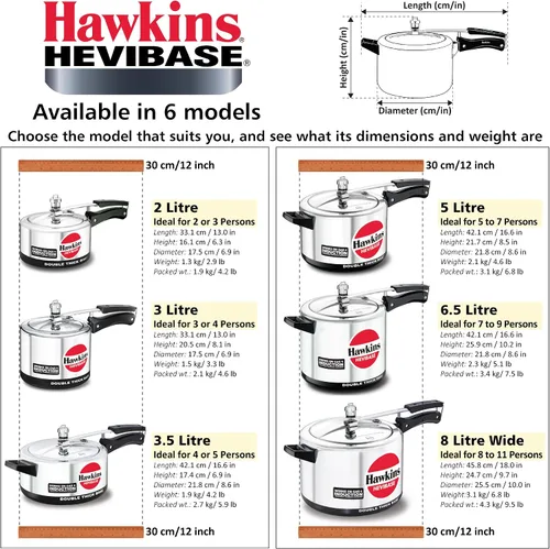 Vista 7 de HAWKINS H56 Hevibase - Olla de presión de aluminio compatible con inducción, 5 litros, PLATA