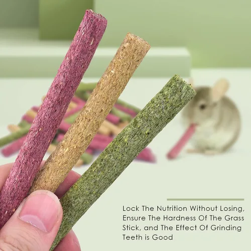Vista 2 de ERKOON Timothy - Palitos de heno, juguetes masticables de conejo para dientes, palitos molares naturales, golosinas para conejitos, conejillos