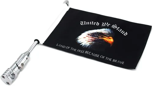 Vista 10 de GUAIMI Soporte de bandera plegable para motocicleta, asta de bandera ajustable con bandera del estado de Texas Cromado