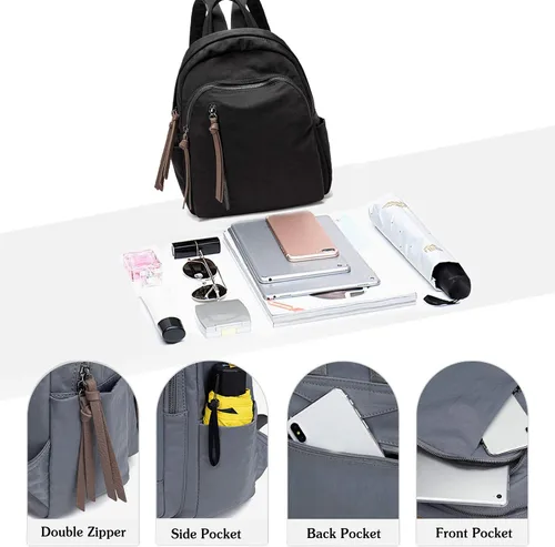 Vista 4 de FANDARE - Mochila para mujer, estilo informal, para niñas, Negro), CC-AA006
