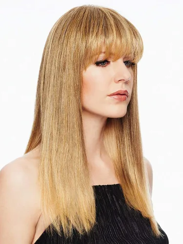 Vista 3 de Flecos en la parte superior de la cabeza color R6/30H chocolate cobre – 16 pulgadas de longitud Topper Hairdo Base Monofilamento 5 Clips Natural