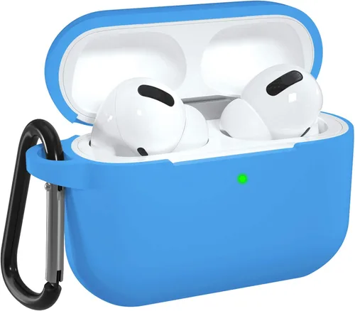 Vista 10 de Funda de silicona compatible con Apple AirPods Pro, funda protectora con mosquetón para AirPods 3 (luz de LED frontal visible)