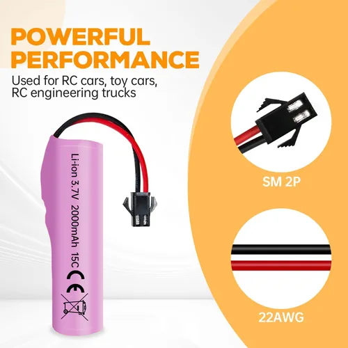 Vista 5 de sea jump 3 unids 3.7 V 2000 mAh SM-2P Plug batería de litio con cable de carga USB para DE68 DE44 DE45W DE45 DE58 DE49 DE57 DE70 vehículo