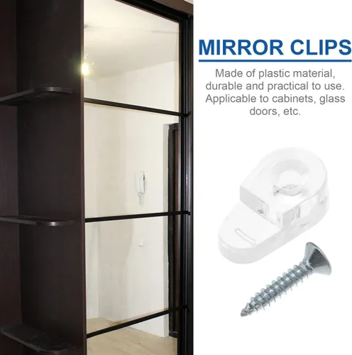 Vista 9 de Cabilock Kit de clips de retención de puerta de vidrio, kit de clips de retención de vidrio transparente de plástico con tornillos para fijar