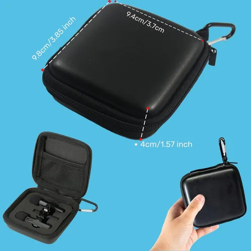 Vista 6 de Estuche de viaje duro para micrófono, estuche de micrófono Lavalier inalámbrico con 3 ranuras para micrófono de solapa con clip para micrófono