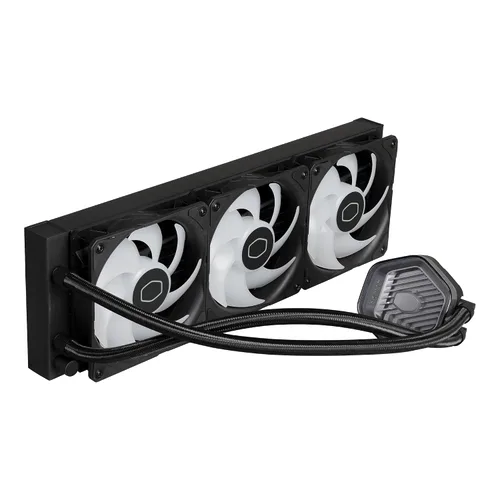 Vista 13 de Cooler Master 360 Atmos Enfriador líquido AIO de circuito cerrado impulsado por el rendimiento, R9 Ultra 9, bomba aRGB de doble cámara, radiador