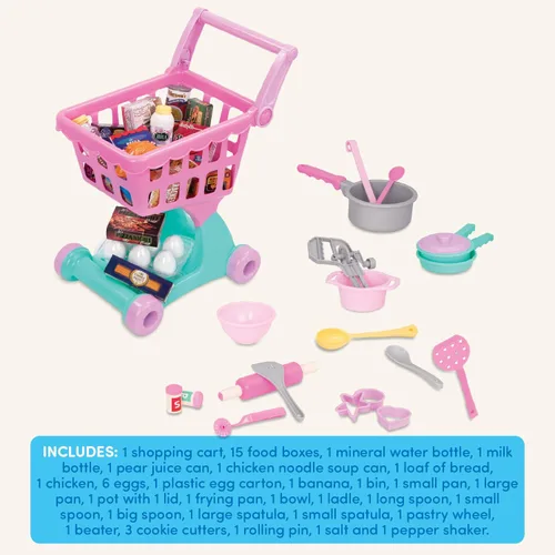 Vista 6 de Battat Carrito de compras y juego de comestibles para niños - Comida de juguete - Cocina de juego - Juego de simulación - Más de 3 años
