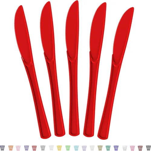 Vista 19 de Party Solids Cuchillos de plástico negro, 100 piezas, tenedores negros, utensilios desechables, juego de cubiertos de plástico resistente