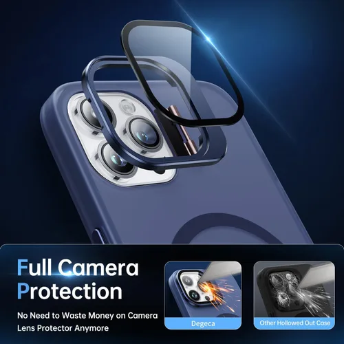 Vista 7 de Funda magnética para iPhone 14 Pro con soporte para cámara [protector de lente de cámara 9H integrado] [compatible con Magsafe] a prueba de golpes