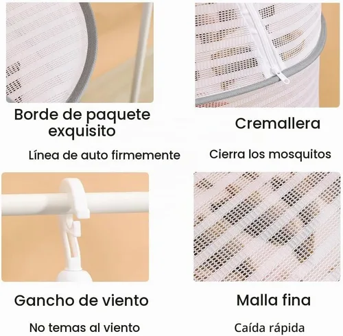 Vista 6 de Rejilla de secado de hierbas, red plegable de malla colgante de 3 capas con cremallera, secadora de malla para secar hierbas, verduras, frutas