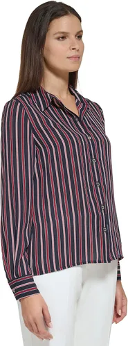 Vista 3 de Tommy Hilfiger Women's Blouse Solid Long Sleeve Work Shirts