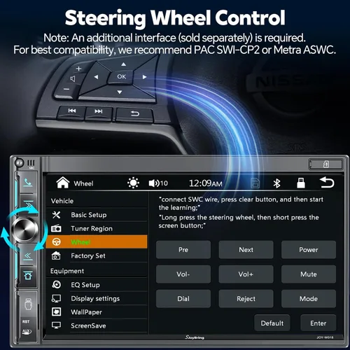 Vista 8 de Estéreo de auto de doble DIN de 7 pulgadas con Apple CarPlay inalámbrico y Android Auto, pantalla táctil QLED, Bluetooth, cámara de respaldo, audio