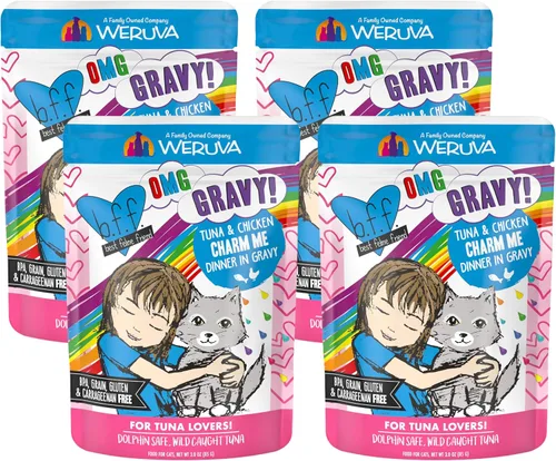 Vista 30 de Weruva B.F.F. OMG - Best Feline Friend Oh My Gravy!, Booya! - Alimento para gatos con carne de res y pollo en salsa, bolsa de 2.8 onzas