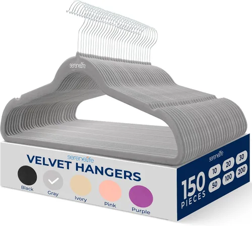 Vista 26 de SereneLife Paquete de 10 Perchas para Ropa de Terciopelo – Perchas Antideslizantes para Ropa con Diseño de Servicio Pesado, Perchas Delgadas que