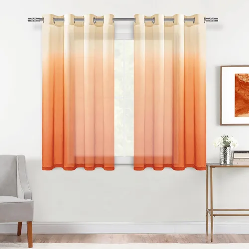 Vista 63 de DWCN Cortinas Transparentes Ombré - Cortinas de Lino Sintético con Gradiente Semi Voile con Ojales en la Parte Superior para Dormitorio y Sala